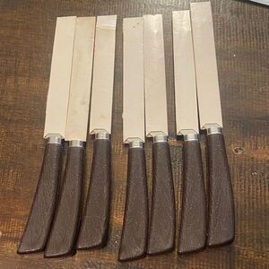 Set 6 VINTAGE QUIKUT Stainless Steak Knives Shell Oil Co. Dealer